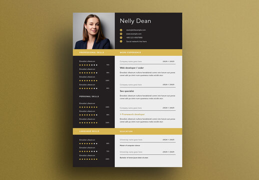 Resume Layout with Dotted Progress Chart