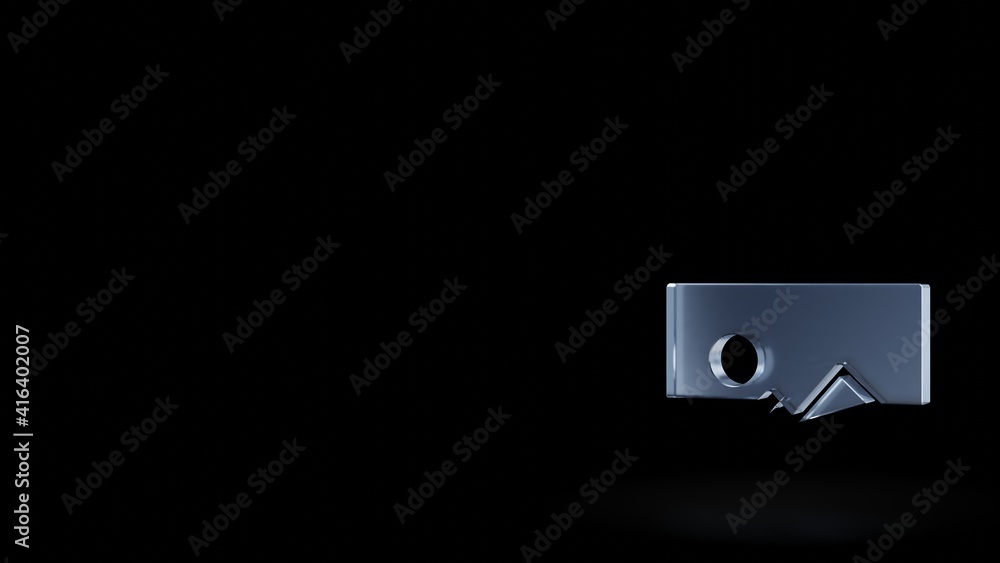 Poster 3d rendering frosted glass symbol of picture isolated with reflection