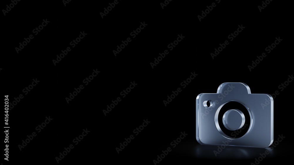 Aufkleber 3d rendering frosted glass symbol of photo camera isolated with reflection