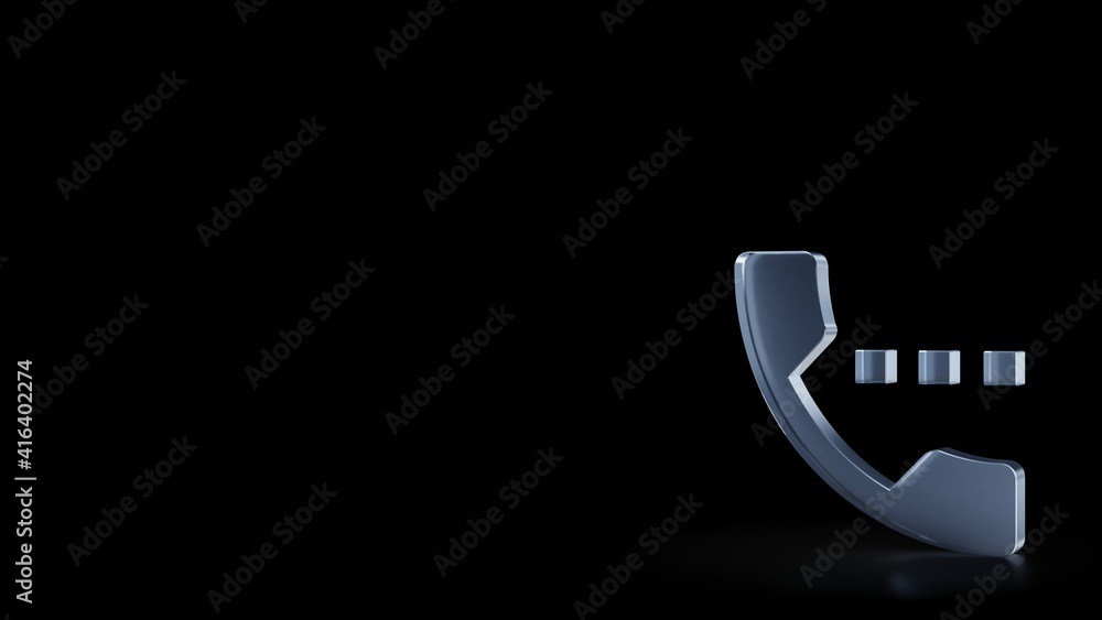 Poster 3d rendering frosted glass symbol of phone isolated with reflection