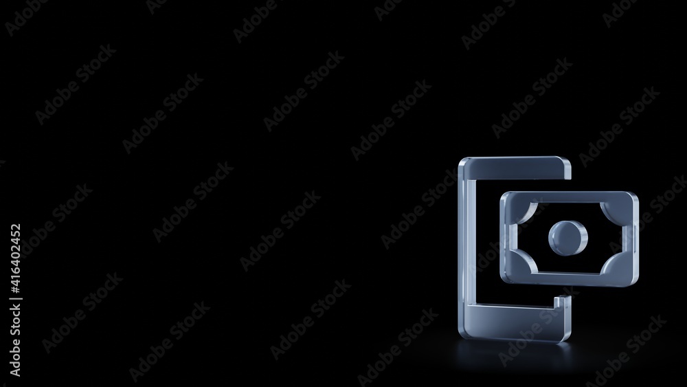 Poster 3d rendering frosted glass symbol of payment method isolated with reflection