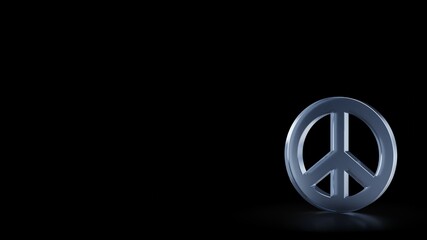 3d rendering frosted glass symbol of peace isolated with reflection