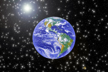 Earth and nebula. The elements of this image furnished by NASA.