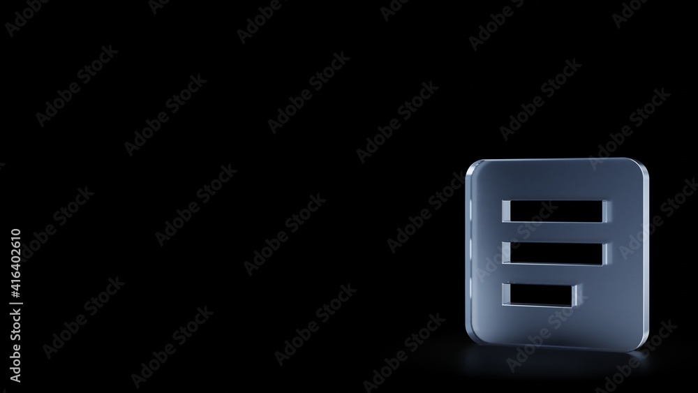 Poster 3d rendering frosted glass symbol of paper isolated with reflection
