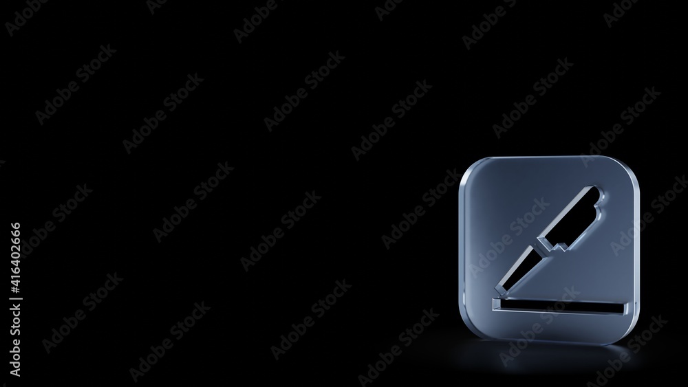 Poster 3d rendering frosted glass symbol of pages isolated with reflection