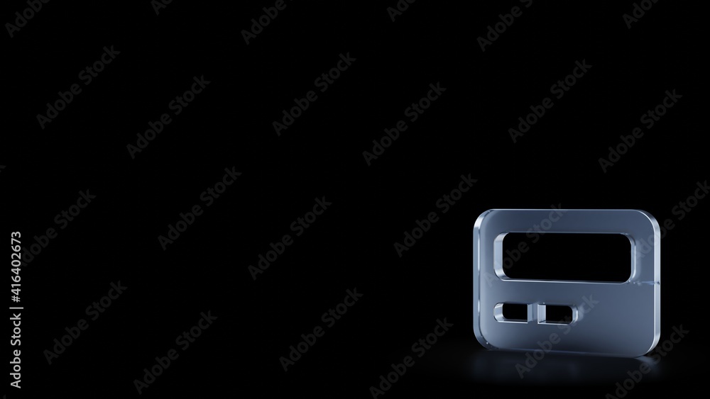 Poster 3d rendering frosted glass symbol of pager isolated with reflection