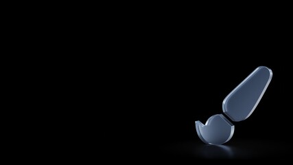 3d rendering frosted glass symbol of paint brush isolated with reflection