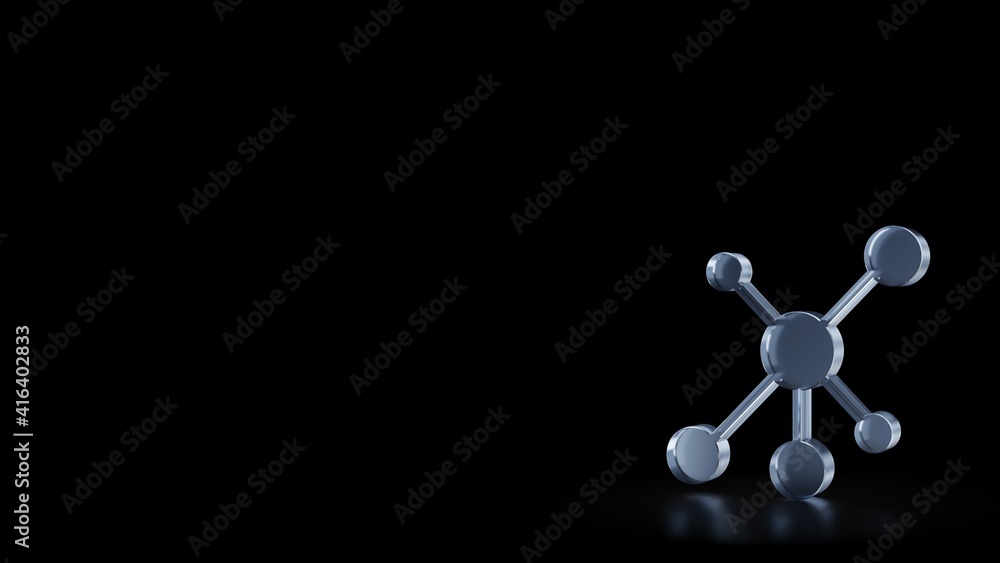 Poster 3d rendering frosted glass symbol of network isolated with reflection
