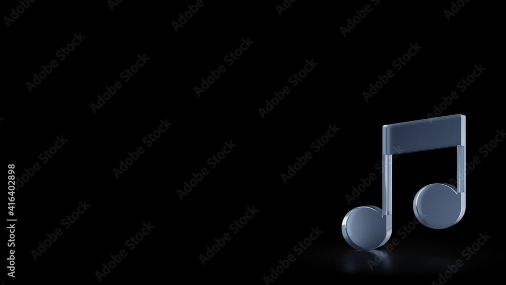 Poster 3d rendering frosted glass symbol of music player isolated with reflection