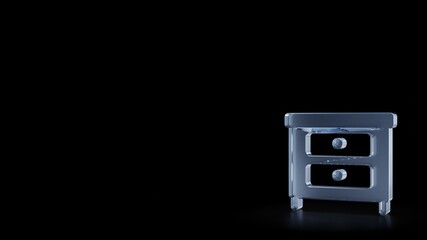 Obraz premium 3d rendering frosted glass symbol of nightstand isolated with reflection