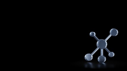 3d rendering frosted glass symbol of network isolated with reflection