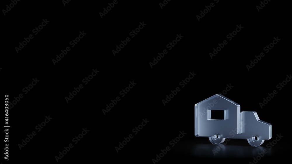 Poster 3d rendering frosted glass symbol of moving isolated with reflection