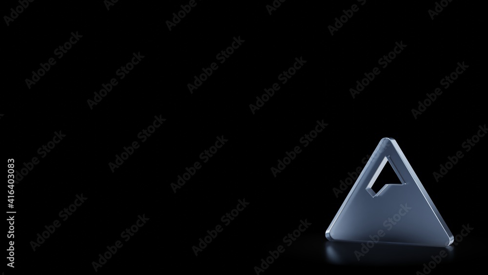 Poster 3d rendering frosted glass symbol of mountain isolated with reflection