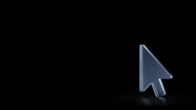 3d rendering frosted glass symbol of mouse pointer isolated with reflection