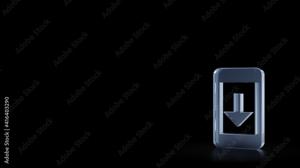 Poster 3d rendering frosted glass symbol of mobile phone isolated with reflection