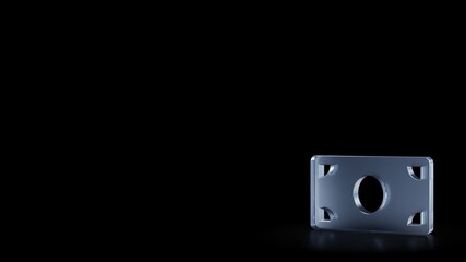 Obraz premium 3d rendering frosted glass symbol of money bill isolated with reflection