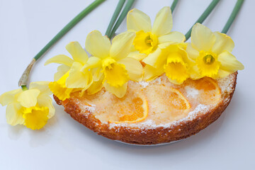 Fototapeta na wymiar Homemade Orange Cake - Spring Dessert
