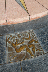 Gemini bronze zodiac plaque, Hoover Dam, Arizona, Nevada, USA