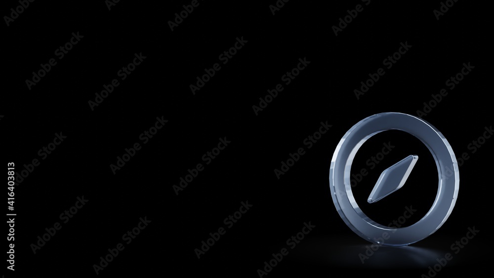 Poster 3d rendering frosted glass symbol of location isolated with reflection