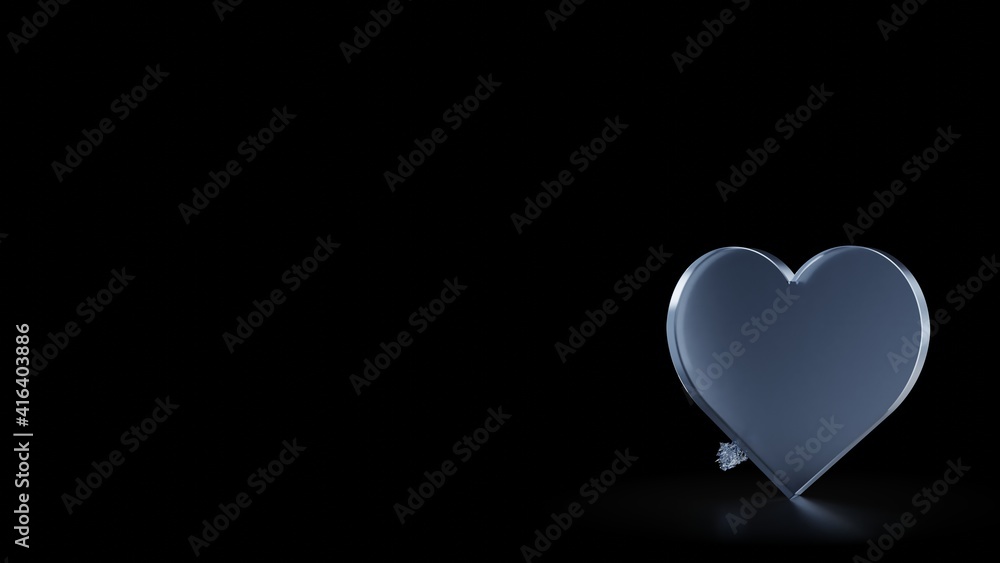 Poster 3d rendering frosted glass symbol of like isolated with reflection
