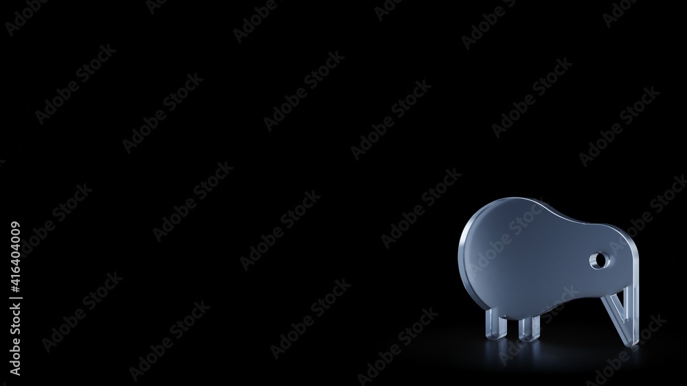 Poster 3d rendering frosted glass symbol of kiwi bird isolated with reflection