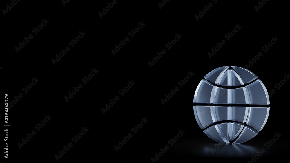 Poster 3d rendering frosted glass symbol of internet isolated with reflection