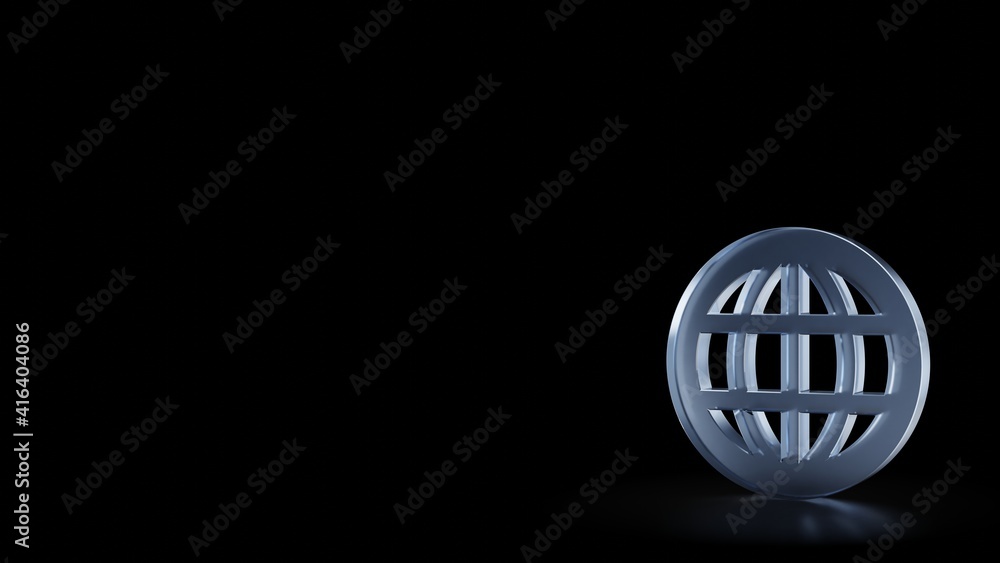 Poster 3d rendering frosted glass symbol of internet isolated with reflection