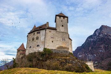 Fototapeta na wymiar The Burg Gutenberg middle ages landmark castle.