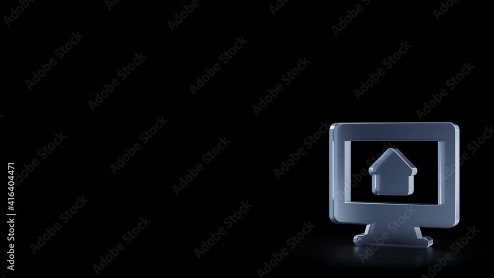 Poster 3d rendering frosted glass symbol of imac isolated with reflection