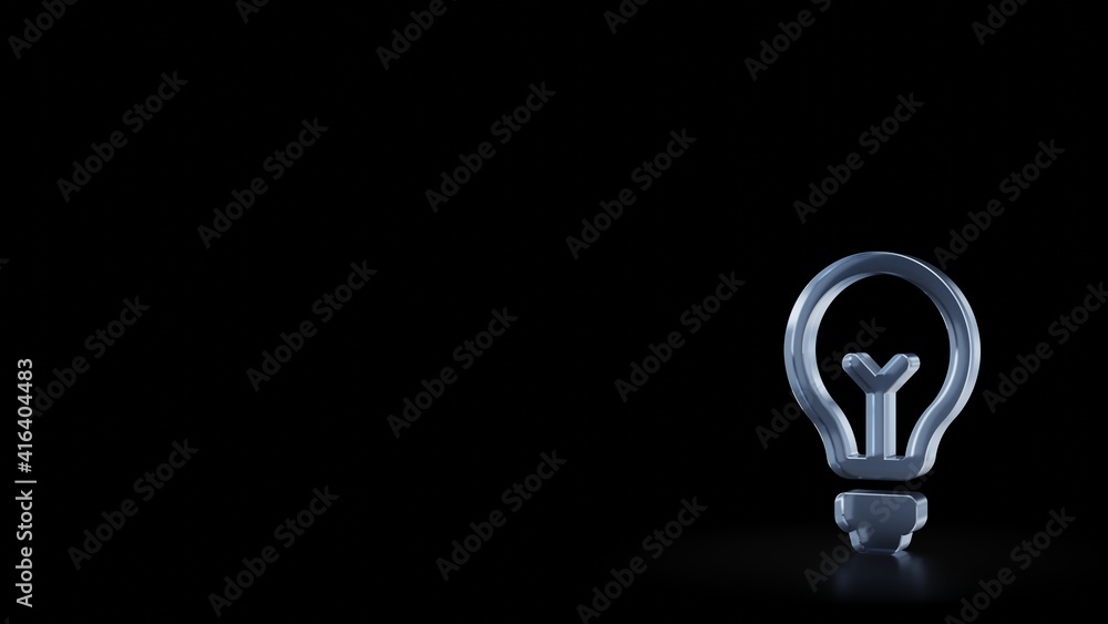 Poster 3d rendering frosted glass symbol of idea isolated with reflection