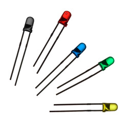 LEDs. Light-emitting diode. Close-up, on an isolated background.