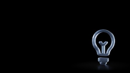 3d rendering frosted glass symbol of idea isolated with reflection