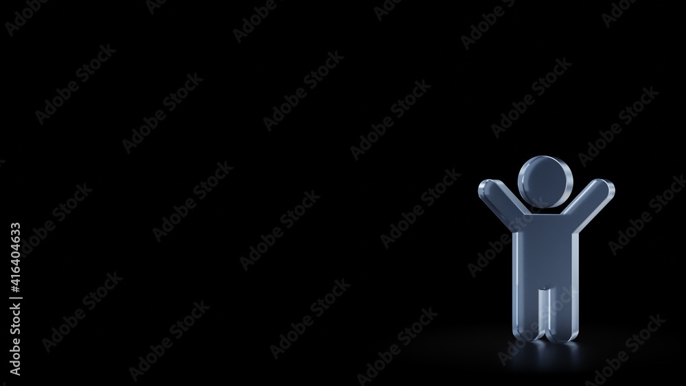 Poster 3d rendering frosted glass symbol of child isolated with reflection