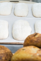 Craft bread on the table at the bakery. The concept of small industries and healthy food