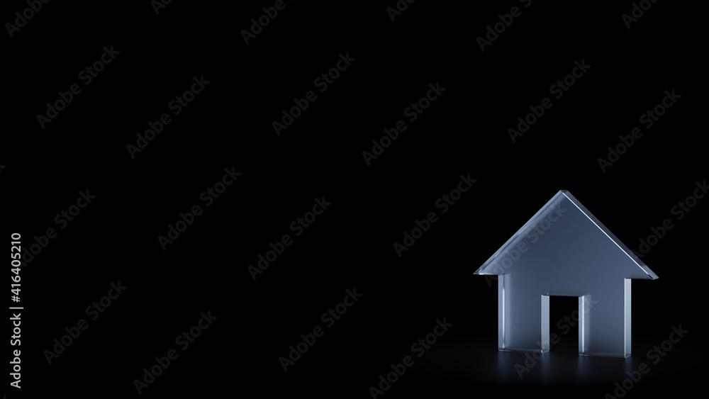 Poster 3d rendering frosted glass symbol of home button isolated with reflection