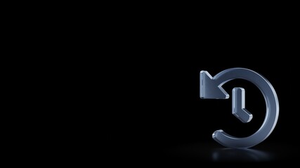 3d rendering frosted glass symbol of history isolated with reflection