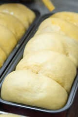 Craft bread on the table at the bakery. The concept of small industries and healthy food