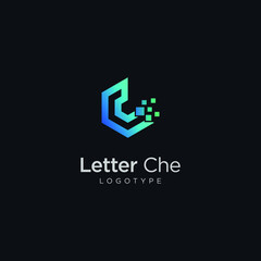 letter c technology elements pixel