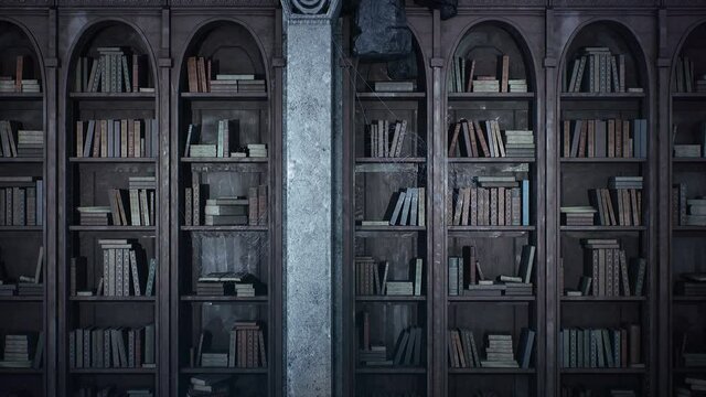 Motion library. Средневековая библиотека. тайная библиотека. gothic library.