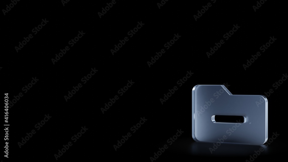 Poster 3d rendering frosted glass symbol of folder minus isolated with reflection