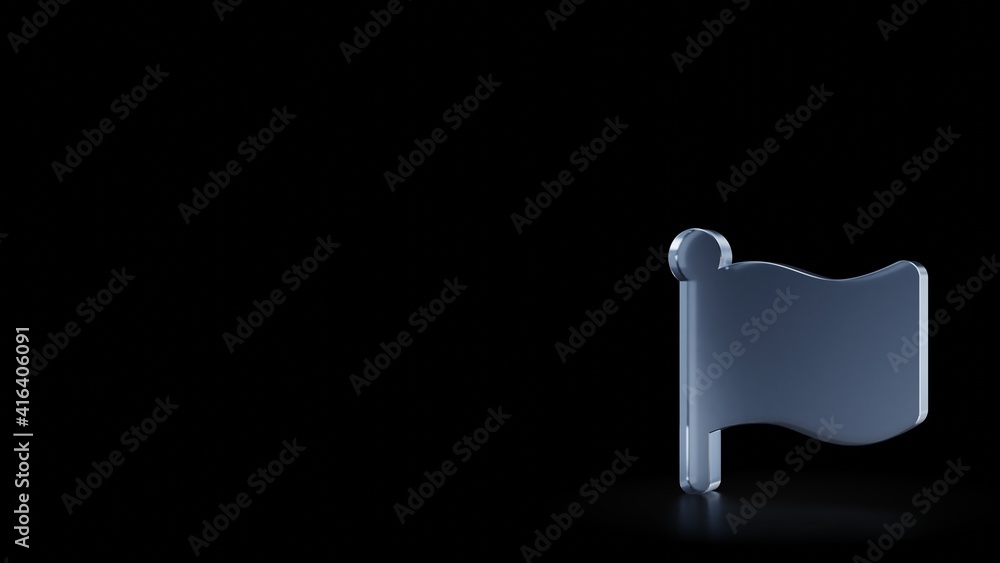 Poster 3d rendering frosted glass symbol of flag isolated with reflection
