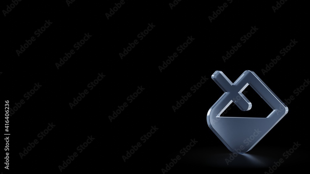 Poster 3d rendering frosted glass symbol of fill isolated with reflection