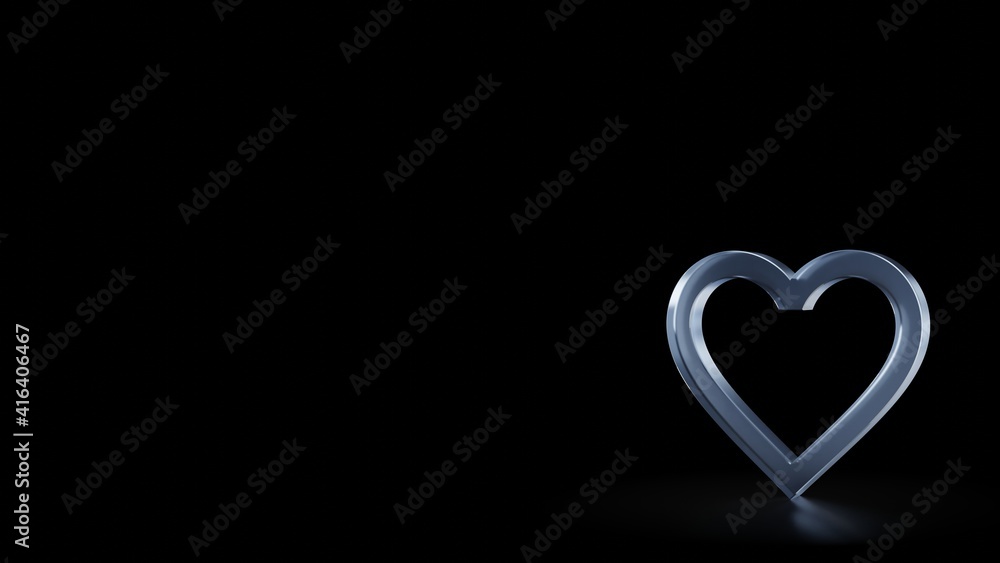 Poster 3d rendering frosted glass symbol of favorite isolated with reflection