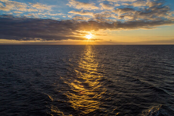 galapagos sunset over the sea
