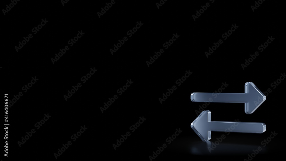 Poster 3d rendering frosted glass symbol of exchange alt isolated with reflection