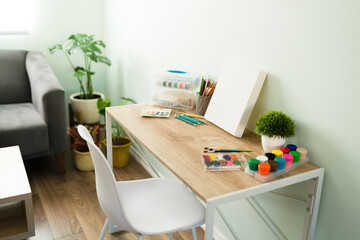 Leisure space at home for an adult's painting hobby