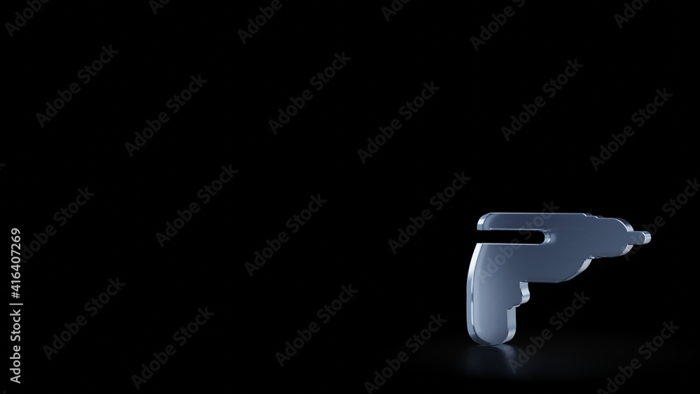 Poster 3d rendering frosted glass symbol of drill isolated with reflection