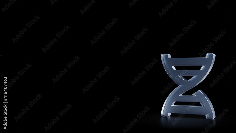 Poster 3d rendering frosted glass symbol of dna isolated with reflection