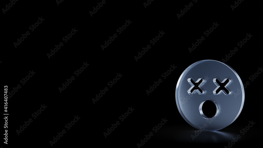 Aufkleber 3d rendering frosted glass symbol of dizzy isolated with reflection