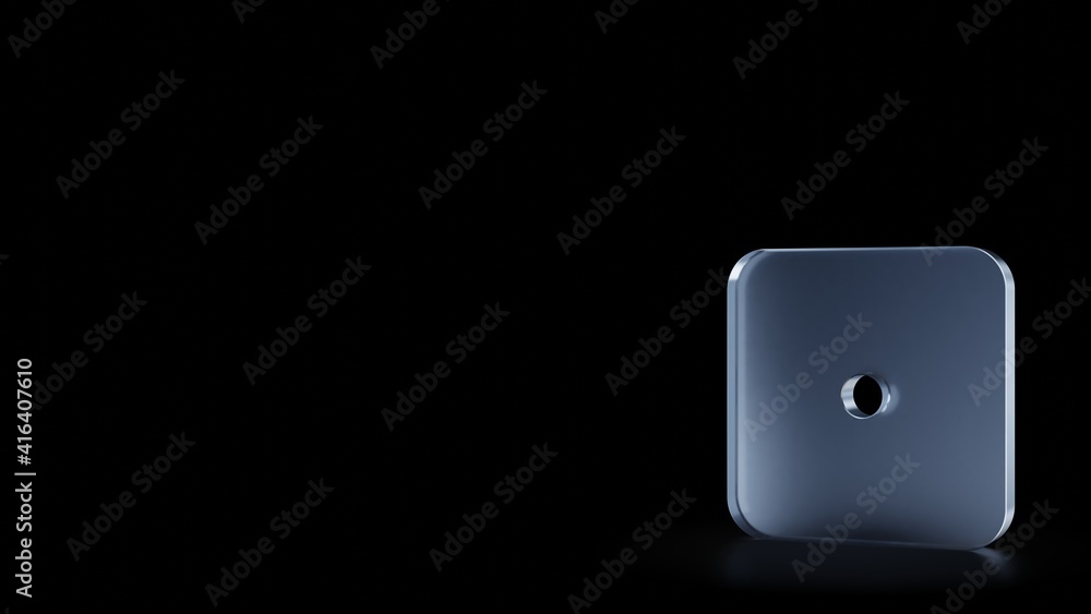 Poster 3d rendering frosted glass symbol of dice one isolated with reflection
